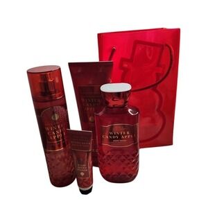 Bath Body Works Winter Candy Apple Gift Set 4 Body Wash Cream Fragrance Hand Crm